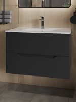 Тумба с раковиной Orange Li-80Tub+Ra подвесная Черная матовая — фото 2, Мебель для ванной