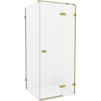 Душевой уголок New Trendy Avexa Gold 80х80 R EXK-1731 профиль Брашированное золото стекло прозрачное — фото 1, Душевые уголки