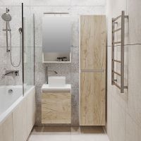 Тумба под раковину Runo Бари 40 00-00001372 подвесная Крафт дуб Белая — фото 10, Тумбы под раковину