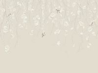 Фреска Ortograf Chinoiserie 33933 Фактура флок FLK Флизелин (4*3) Бежевый, Цветы/Птицы — фото 2, Фрески