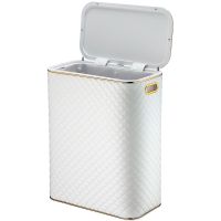 Товар: Корзина для белья Geralis SWG-B Ромб стежка Белая, кант Золото, стандартная - фото 2 Корзина для белья Geralis SWG-B Ромб стежка Белая, кант Золото, стандартная — фото 2, Корзины для белья