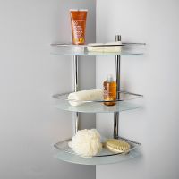 Товар: Стеклянная полка WasserKRAFT K-3133 угловая Хром - фото 2 Стеклянная полка WasserKRAFT K-3133 угловая Хром — фото 2, Полки для ванной и душа