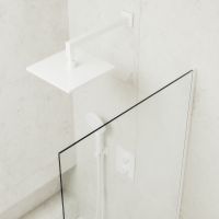 Шторка на ванну Maybah Glass MGV-62-1у 400x1400 в узком профиле Белый стекло прозрачное — фото 4, Неподвижные шторки для ванной