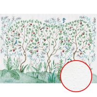 Фреска Ortograf Chinoiserie 33958 Фактура бархат FX Флизелин (4,2*3) Серый/Зеленый, Деревья/Птицы — фото 1, Фрески