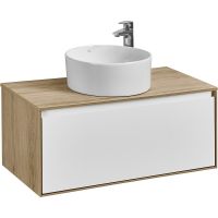 Тумба под раковину Aquaton Либерти 90 1A279901LYC70 подвесная Дуб эльвезия Белая — фото 2, Тумбы под раковину