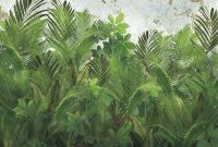 Фреска Ortograf Oasis 32775 Фактура флок FLK Флизелин (4*2,7) Зеленый/Серый, Листья — фото 2, Фрески