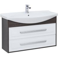 Тумба под раковину Aquanet Остин 105 201731 подвесная Белый глянец Дуб кантербери — фото 1, Тумбы под раковину