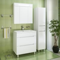 Шкаф пенал Runo Парма 35 R УТ000002867 с бельевой корзиной Белый — фото 4, Пеналы для ванной комнаты