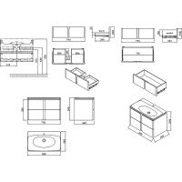 Тумба под раковину Ravak SD Balance 80 X000001369 подвесная Белая Графит — фото 8, Тумбы под раковину