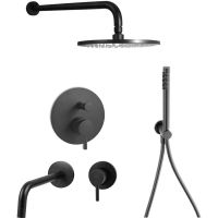 Комплект смесителей Paffoni Light KITLIG015NO006 Черный матовый — фото 1, Готовые комплекты для ванной комнаты