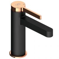 Смеситель для раковины GPD Gildo MLB165-S-R Черный матовый Розовое золото — фото 1, Смесители
