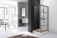 Душевой уголок Ceruttispa Muza 90x90 профиль Черный стекло прозрачное с рисунком — фото 4, Квадратные душевые уголки