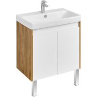 Тумба под раковину Aquaton Сканди Doors 70 1A278901SDZ90 Белый глянец Дуб рустикальный — фото 1, Мебель для ванной