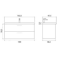 Тумба под раковину Creto Ares 100 10-1105B подвесная Серый Бетон — фото 4, Тумбы под раковину