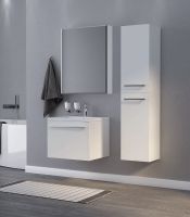 Шкаф пенал 1MarKa Соната 35 R У23257 подвесной c бельевой корзиной Белый глянцевый — фото 4, Пеналы для ванной комнаты