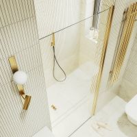 Душевая дверь Maybah Glass MGD-803-3 800x1980 на монопетле Золото стекло прозрачное — фото 4, Душевые двери в нишу