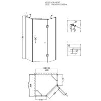Душевой уголок Grossman GR-8090 185х90 профиль Белый/Хром стекло прозрачное — фото 3, Душевые уголки трапеция