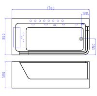 Акриловая ванна Ceruttispa 170x80 L C-494-17L 9947 с гидромассажем — фото 15, Акриловые ванны