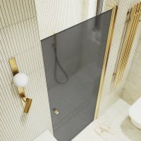Товар: Душевая дверь Maybah Glass MGD-801-3 600x1980 на монопетле Золото стекло графитовое матовое - фото 4 Душевая дверь Maybah Glass MGD-801-3 600x1980 на монопетле Золото стекло графитовое матовое — фото 4, Душевые двери в нишу