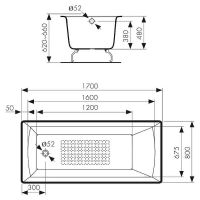 Товар: Чугунная ванна Kaiser 170х80 КВ-1805 с антискользящим покрытием - фото 2 Чугунная ванна Kaiser 170х80 КВ-1805 с антискользящим покрытием — фото 2, Ванны