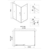 Душевая дверь Niagara Nova 100 NG-82-10AB профиль Черный стекло прозрачное — фото 4, Душевые двери в нишу