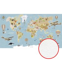 Фреска детская Ortograf Детские 6771 Фактура бархат FX Флизелин (4,9*2,7) Голубой/Бежевый, Карты/Самолеты — фото 1, Фрески