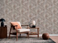 Обои Fipar Platino R 23713 Винил на флизелине (1,06*10,05) Серый/Золото/Бежевый, Абстракция/Перья — фото 5, Обои для стен