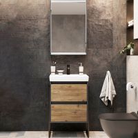 Комплект мебели для ванной STWORKI Кронборг 55 477717 Светлое дерево Серый — фото 1, Комплекты мебели для ванной