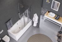 Шторка на ванну Excellent Fliper 120 R KAAX.1309.1200.PR Хром Прозрачный — фото 2, Неподвижные шторки для ванной