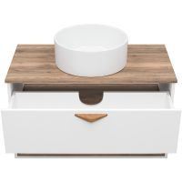 Тумба под раковину Brevita Bergen 90 BER-07090-19-01-1Я подвесная Белая матовая Дуб Галифакс олово — фото 5, Мебель для ванной