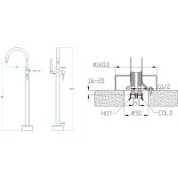 Смеситель для ванны Boheme Uno 469-MG Золото матовое — фото 2, Смесители