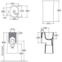 Раковина Azzurra Nativo 35 LALS035370NM/(NAT200/1 bi)*1 Белая — фото 6, Раковины