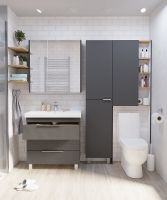 Шкаф пенал 1MarKa Gaula 60Н У92548 над унитазом Графит матовый — фото 3, Мебель для ванной