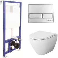 Комплект унитаза AM.PM Spirit FlashClean C701700WH+C707857WH с инсталляцией Berges Novum L3 040213 с сиденьем Микролифт и клавишей смыва Хром — фото 1, Комплекты унитаз + инсталляция