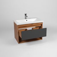 Тумба под раковину VIANT Бостон 60 VBOS60COG-T1YP подвесная Графит матовый Дуб Вотан — фото 4, Мебель для ванной