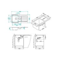 Кухонная мойка Alveus Line 10 NAT-90 980x500 1064281 Натуральная сталь — фото 3, Кухонные мойки