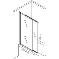 Шторка на ванну Berges River S Slider 98х145 065021 профиль Хром стекло матовое — фото 9, Неподвижные шторки для ванной
