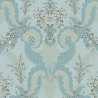 Обои LOYMINA La Belle Epoque BQ4 006 Винил на флизелине (1*10,05) Бирюзовый/Голубой, Дамаск/Цветы — фото 1, Обои для стен
