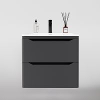 Тумба под раковину Style Line Марелла 60 Люкс Plus СС-00002406 подвесная Серый матовый антискрейтч — фото 1, Тумбы под раковину