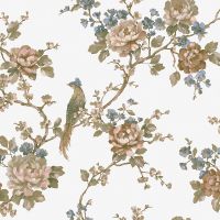 Обои Prima Italiana Ducale 80205 Винил на флизелине (1,06*10,05) Белый/Разноцветный, Цветы/Птицы — фото 1, Обои для стен