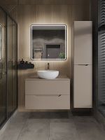 Тумба с раковиной Orange Line 80 Li-80TuLMDF+B07-420W подвесная Латте матовый — фото 5, Тумбы с раковиной