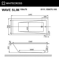 Акриловая ванна Whitecross Wave Slim 150x70 0111.150070.100.ULTRANANO.CR с гидромассажем — фото 11, Ванны