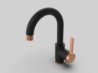 Смеситель для раковины GPD Gildo MTL165-S-R Черный Розовое золото — фото 6, Смесители