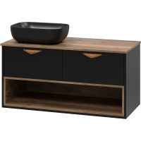 Тумба под раковину Brevita Bergen 105 BER-07105-19-02-2Я подвесная Черная матовая Дуб Галифакс олово — фото 5, Мебель для ванной