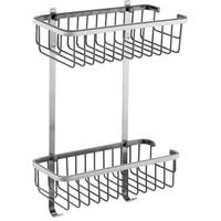 Полка корзина двойная ZorG SL AZR U-3 SL Серебро — фото 1, Полки для ванной и душа