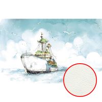 Фреска детская Ortograf Для малышей 5450 Фактура флок FLK Флизелин (3,8*2,4) Белый/Голубой, Корабли — фото 1, Фрески