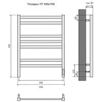 Электрический полотенцесушитель Aquatek Поларис П7 500x700 AQ EL KO0770CH Хром — фото 17, Электрические полотенцесушители