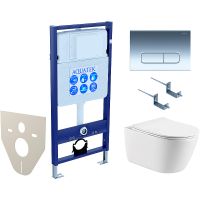 Комплект унитаза с инсталляцией Aquatek Set Aquatek Оберон KDI16 с сиденьем Микролифт и клавишей смыва Хром глянцевый — фото 1, Комплекты унитаз + инсталляция