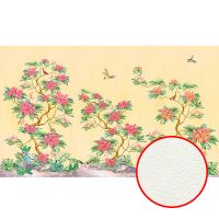 Фреска Ortograf Flora 31111 Фактура флок FLK Флизелин (4,5*2,7) Желтый/Розовый/Зеленый, Деревья/Цветы/Птицы — фото 1, Фрески