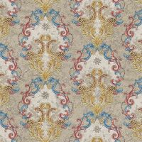 Обои Decori-Decori Amore 82801 Винил на флизелине (1,06*10,05) Бежевый/Разноцветный, Дамаск — фото 1, Обои для стен